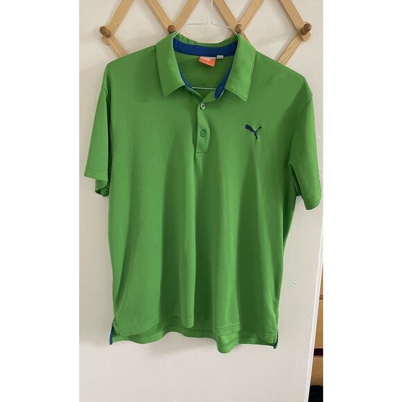 PUMA Polo Neon Green Golf Sports Lifestyle Short Sleeve Mens Large - Picture 2 of 9
